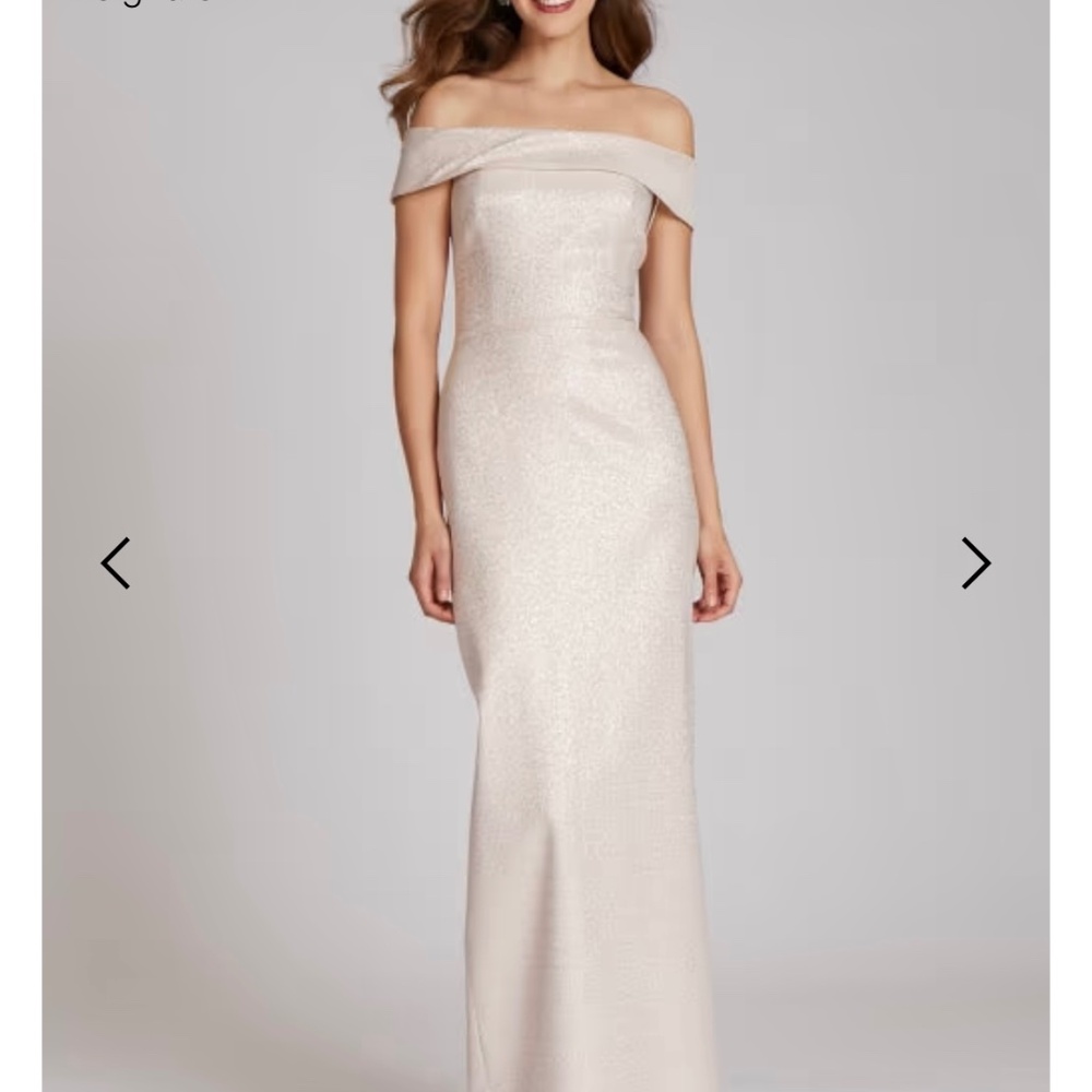 NWT Size 10 Rickie freeman for Teri Jon Lilac/SilverColumn off the shoulder gown
